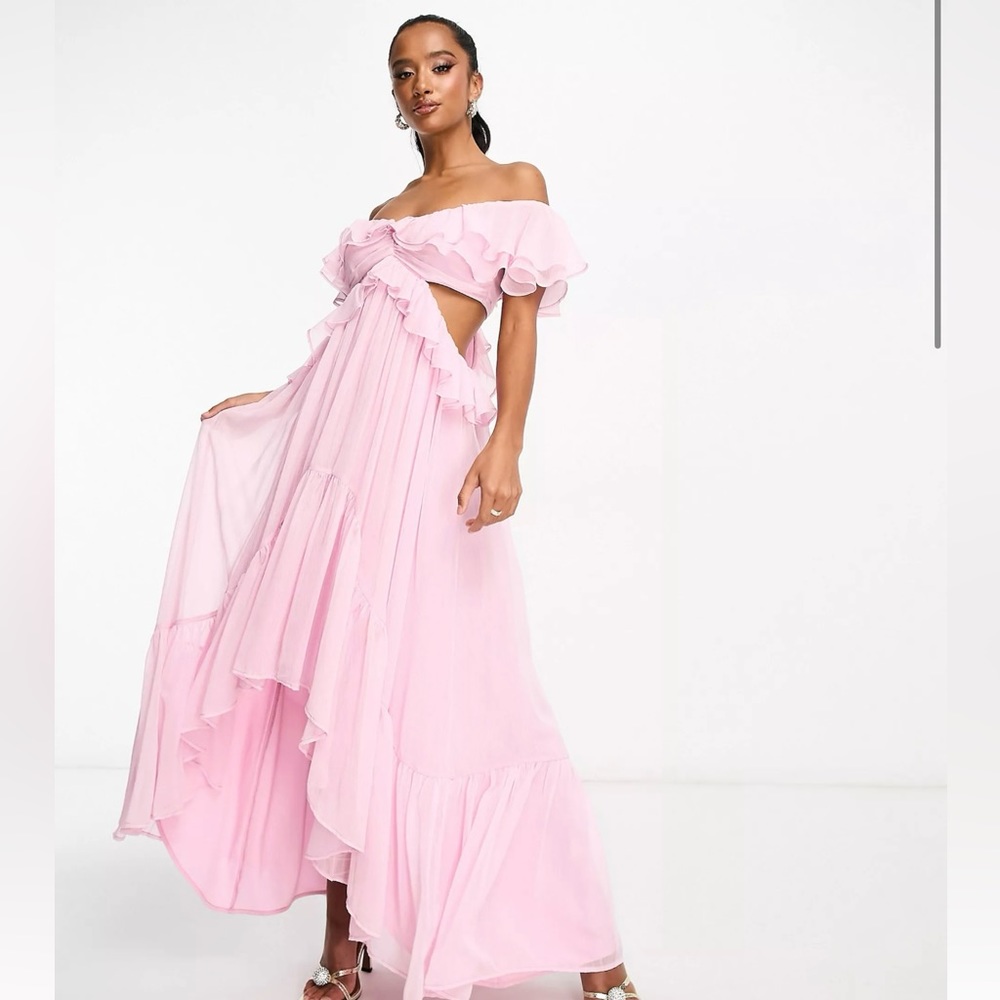 Asos Pink ruffle Maxi Dress
